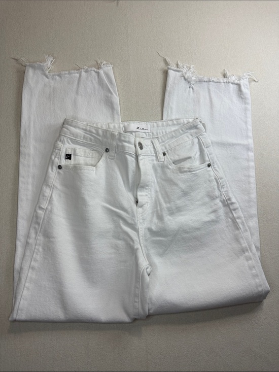 KanCan Denim - KanCan White Frayed-Hem Straight Leg Jeans